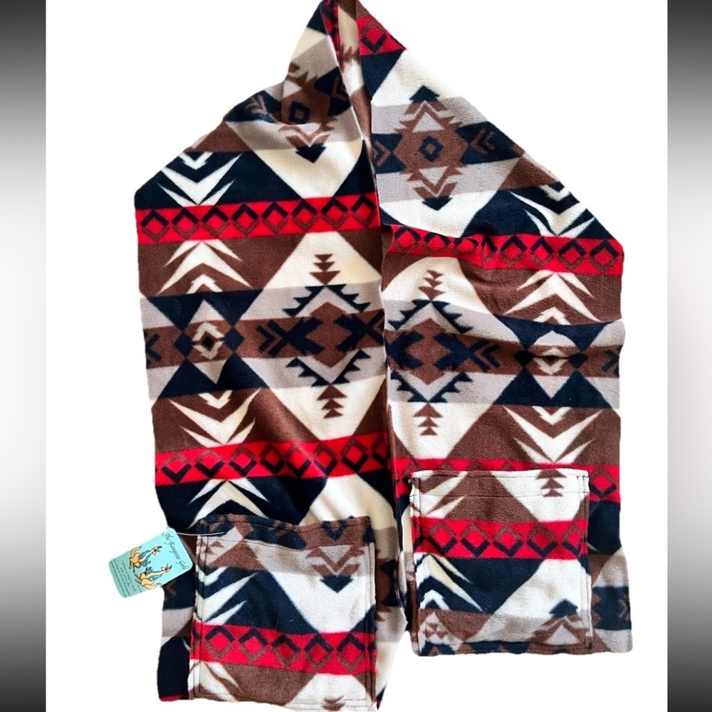 The Kangaroo Girls Aztec Print Scarf With Hand Pockets